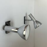 Pair of vintage adjustable wall lights, chrome-plated metal, France 1970