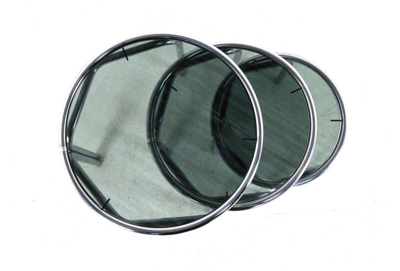 Italian round chrome nesting tables with smoked glass - set of 3