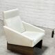 French Modernist Living Room Sofa Set In White Leather, 1950's