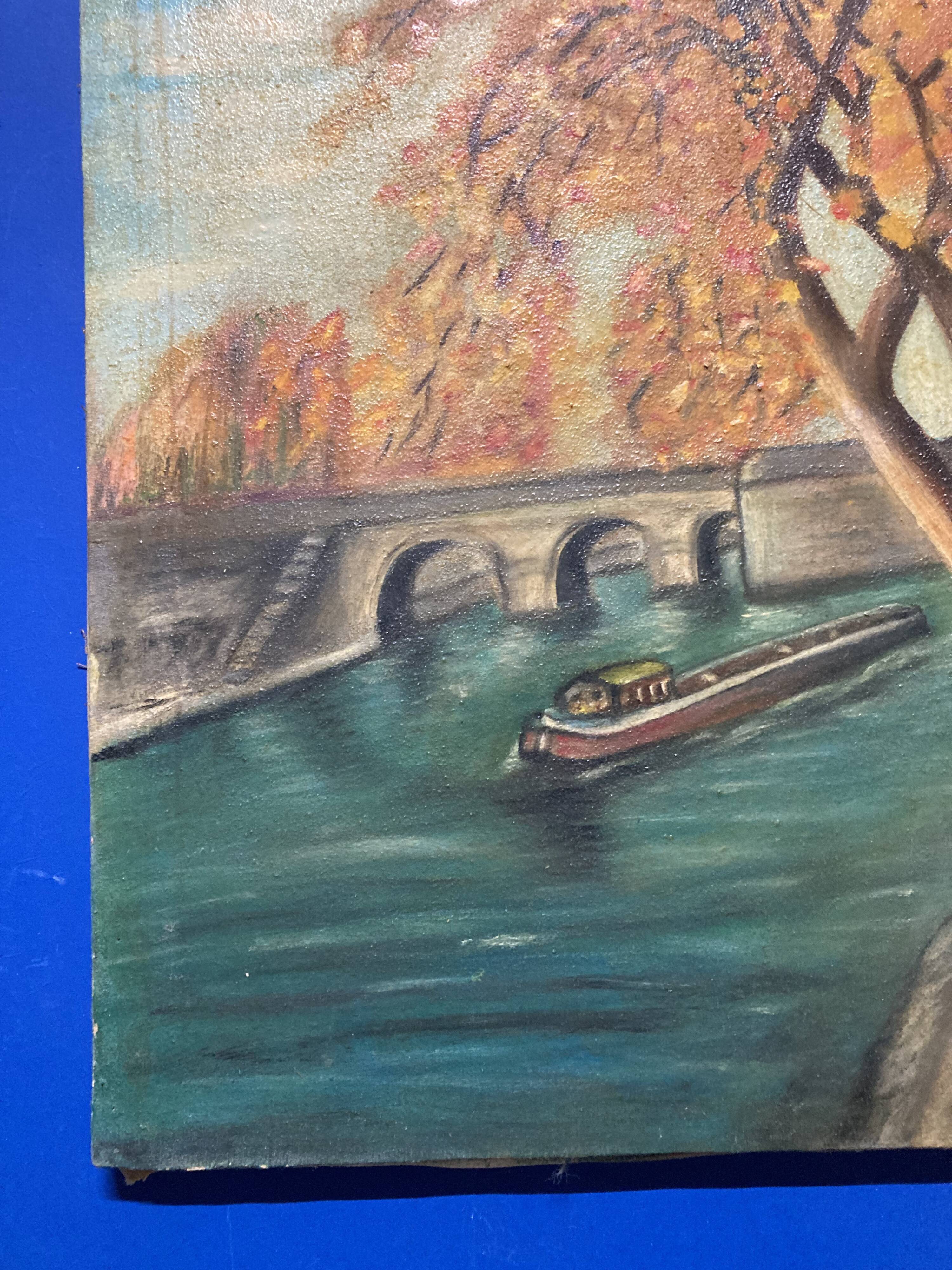 Robert morin, les quais de notre-dame de paris, huile sur toile