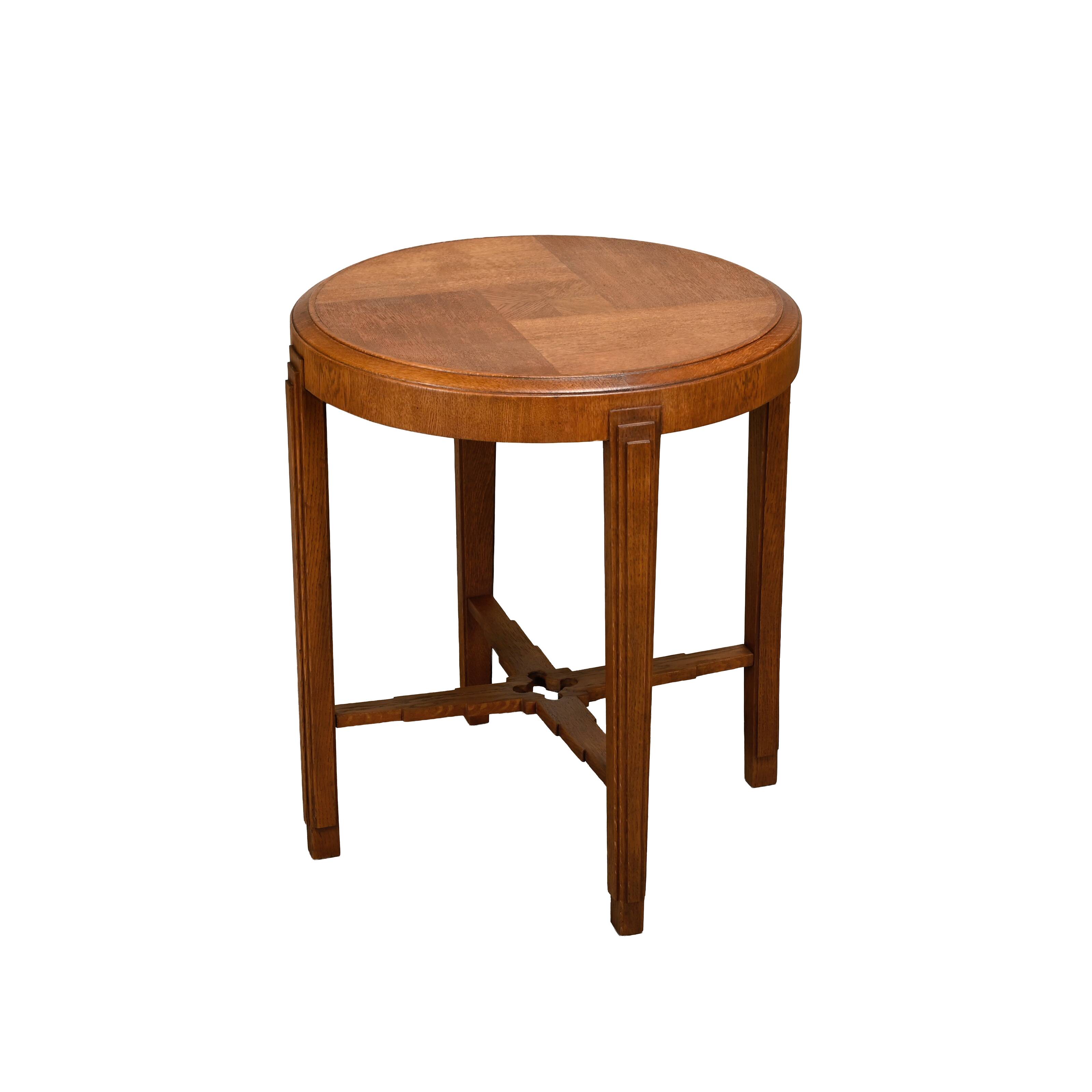 Dutch Art Deco Amsterdam School side table of solid and veneered oak