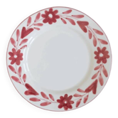 Hand-painted ceramic dessert plate with red flowers