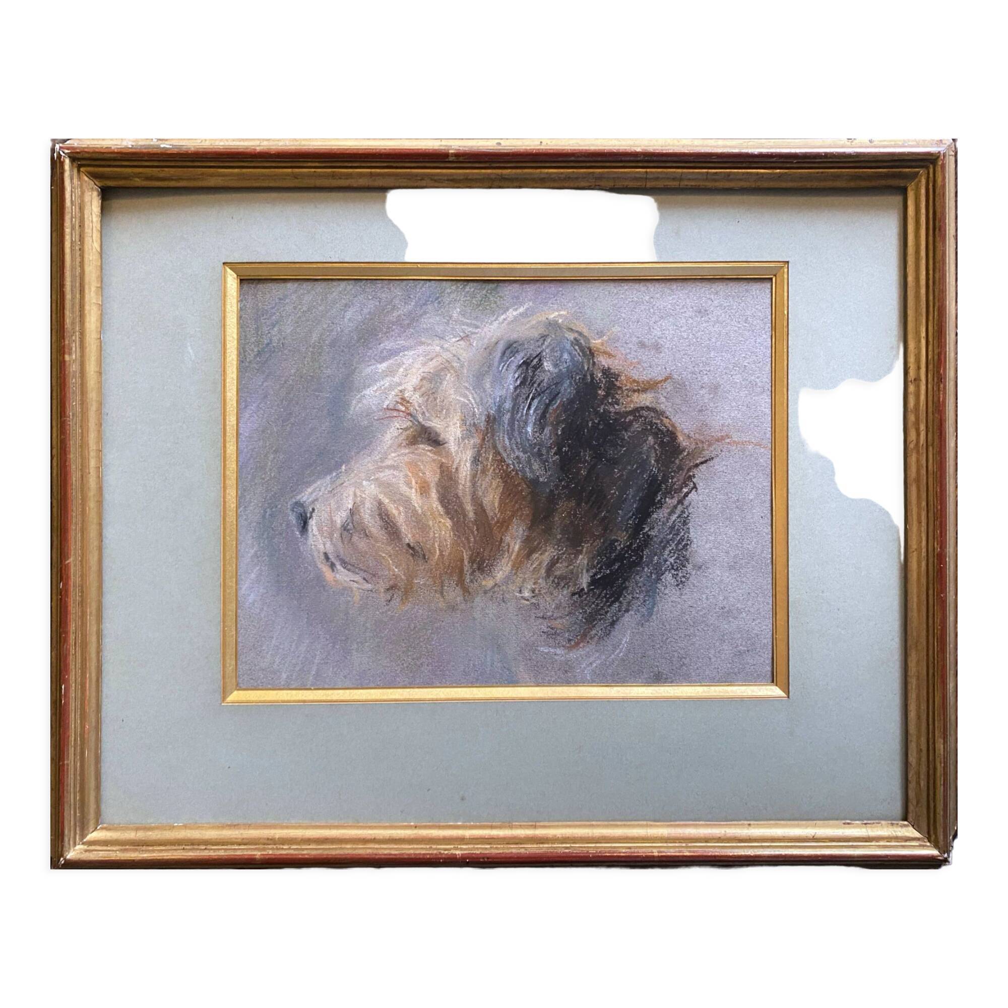 Painting pastel dog "Portrait of Cairn terrier" and frame