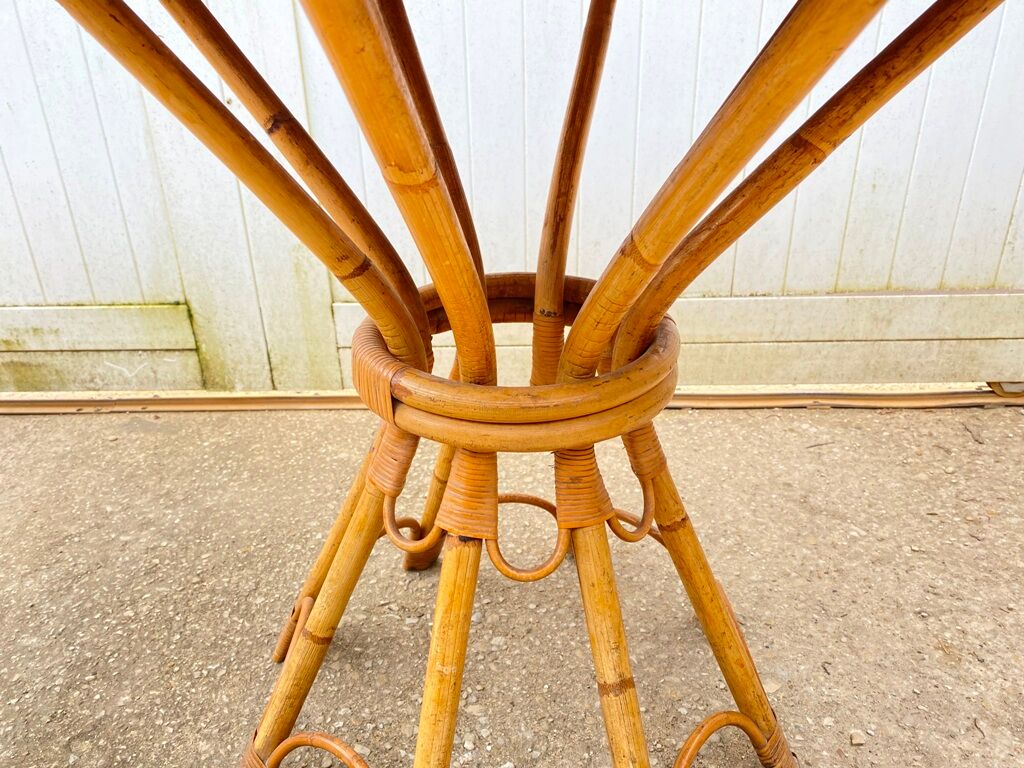 Round rattan table dia 65cm vintage 60s