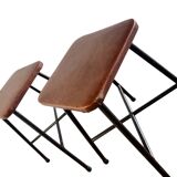 Set of 2 vintage stools with steel structure
