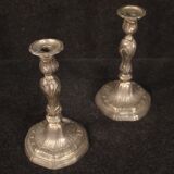 Pair of Italian silvered metal candelabras from 20th century