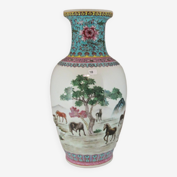 Grand vase en porcelaine famille rose Chinois Chine 20è siècle