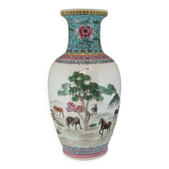 Large Chinese famille rose porcelain vase China 20th century