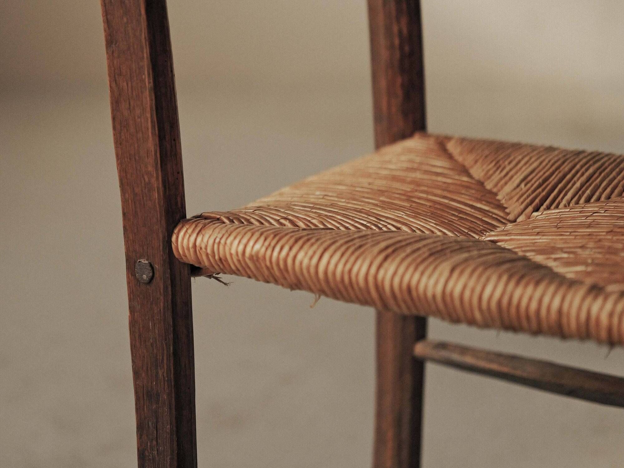 Peasant chair in wood and straw, Folk Art, around 1900