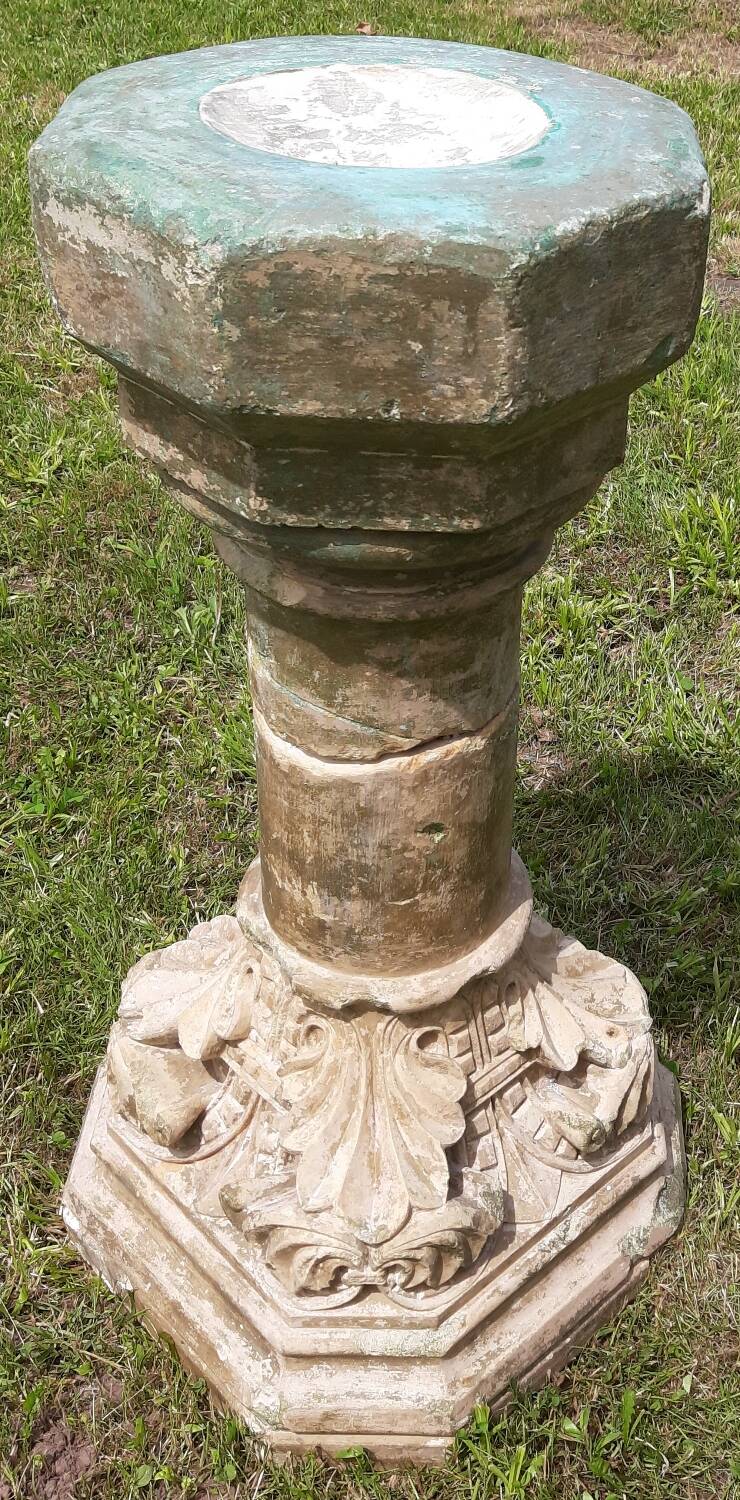 Holy water font on stone column (17th century)