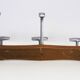 Wall-mounted coat rack in wood and metal with 3 hooks