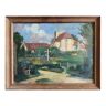 Painting HSP "Village à l'église" Abbey Signed Landscape of the Yonne