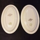Lot de 2 raviers vert amande en porcelaine de Salins