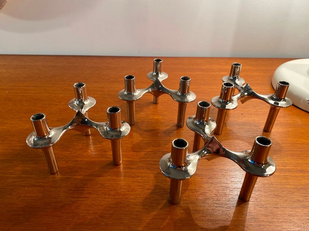 Set of 4 modular candle holders variant Nagel BMF vintage 1970