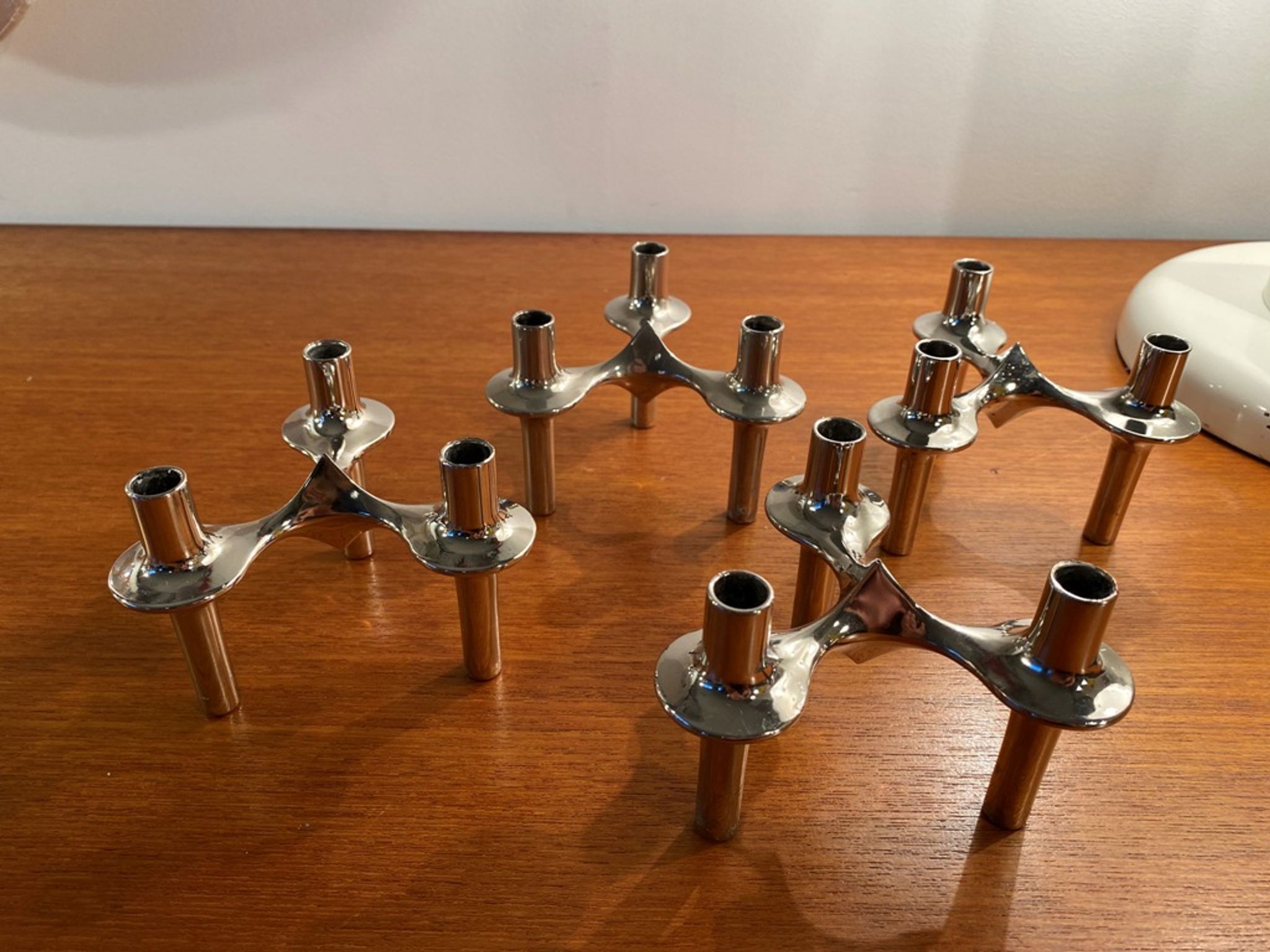Set of 4 modular candle holders variant Nagel BMF vintage 1970
