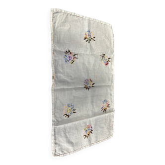 Old embroidered placemat - cotton - circa 1900 - 65 cm / 35 cm