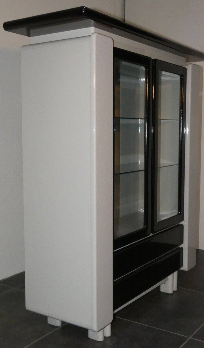 Bicolour lacquered wood bar cabinet, Italy, 1980s