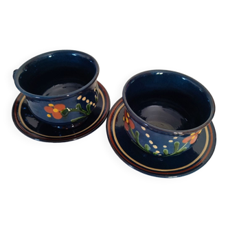 2 tasses et soucoupes poterie de Marnaz