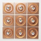 Set of nine wall lamps copper Klaus Hempel for Kaiser Leuchten 1970