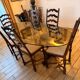Large antique dining table in wrought iron and smoked glass,