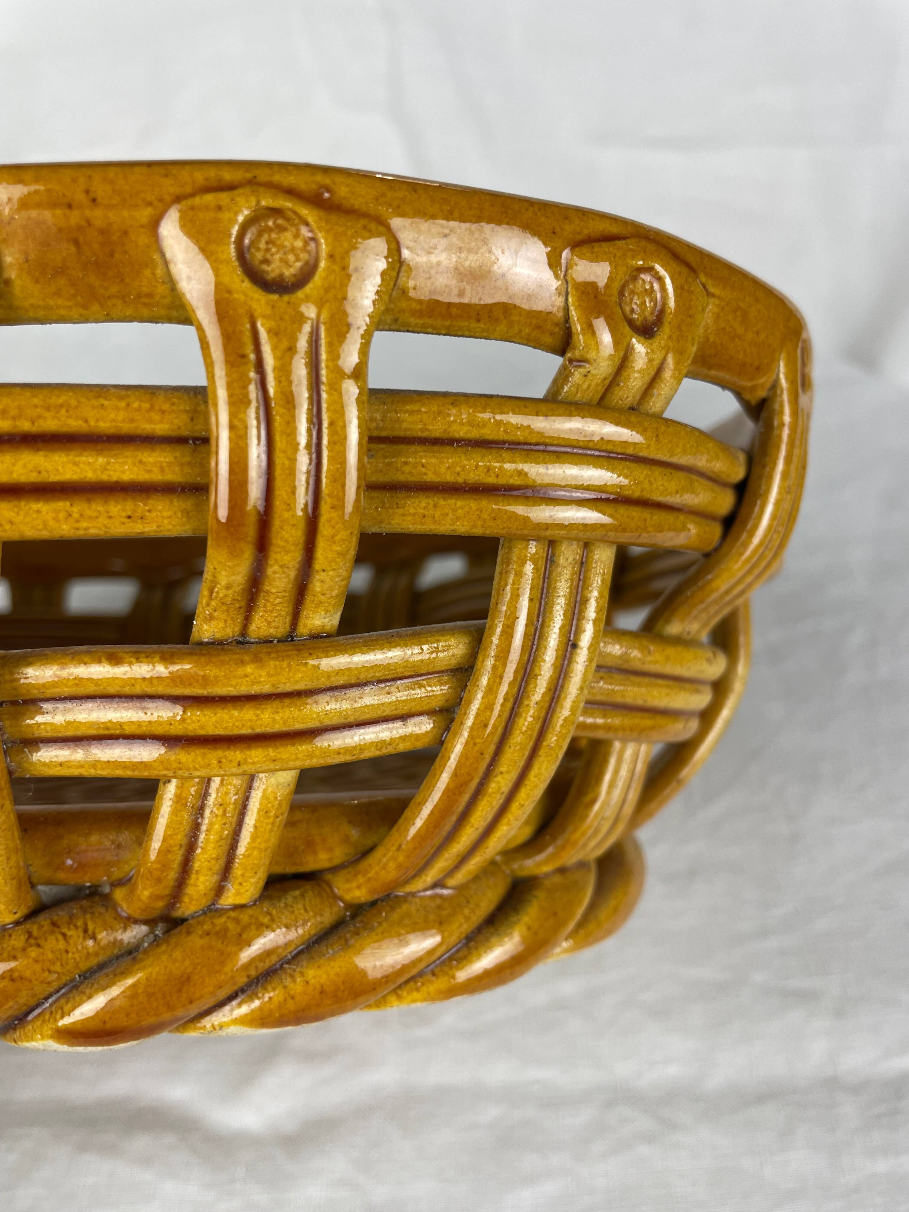 Vallauris ocher colored ceramic basket