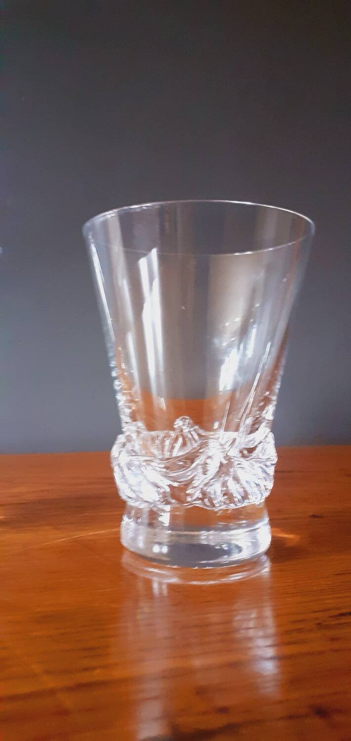 2 wine glasses from the 1950s in crystal by Daum, Sorcy model