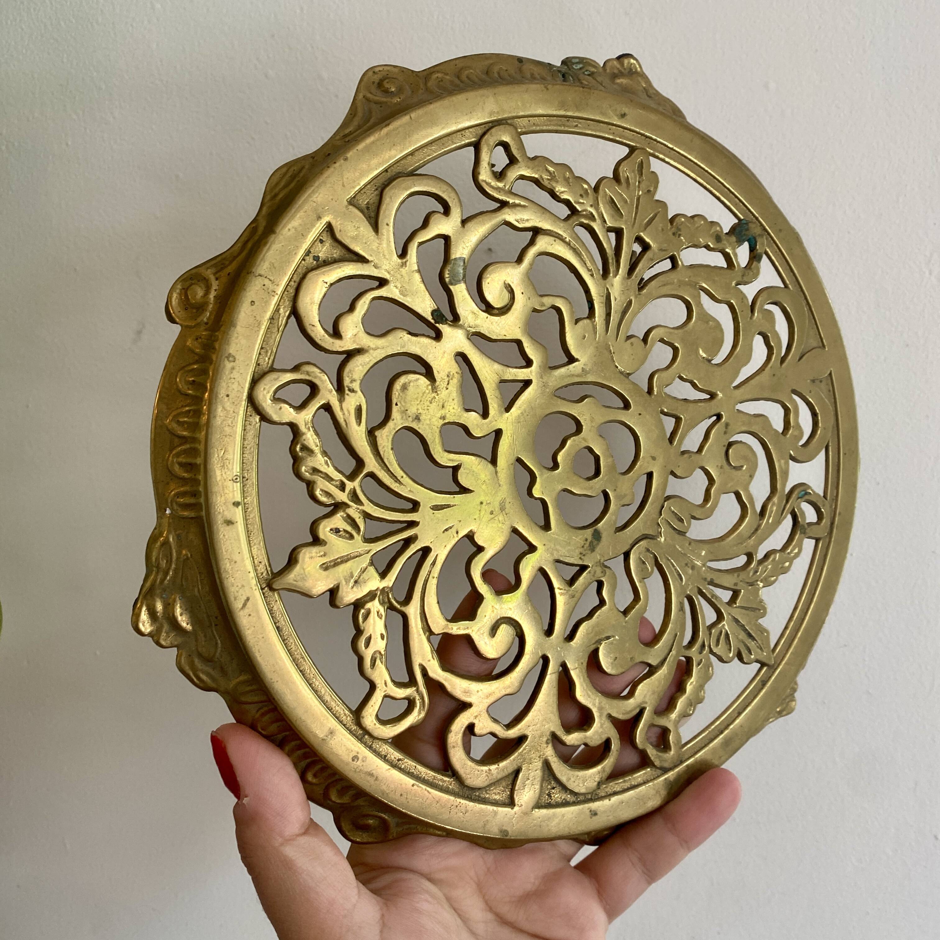 Vintage gilded brass trivet