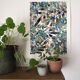 Peinture A3 Fleurs et feuillages du soir