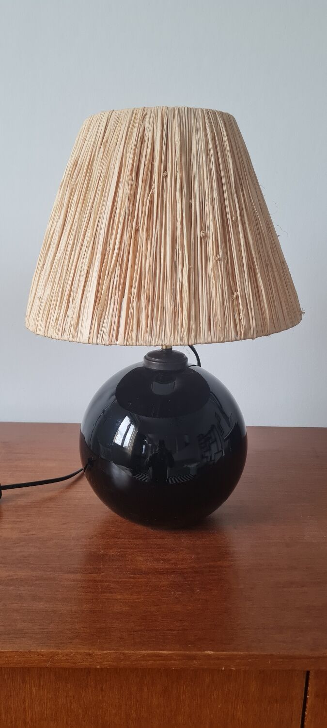 Black glass ball lamp art deco 1930