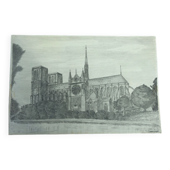Lithograph of Notre Dame de Paris