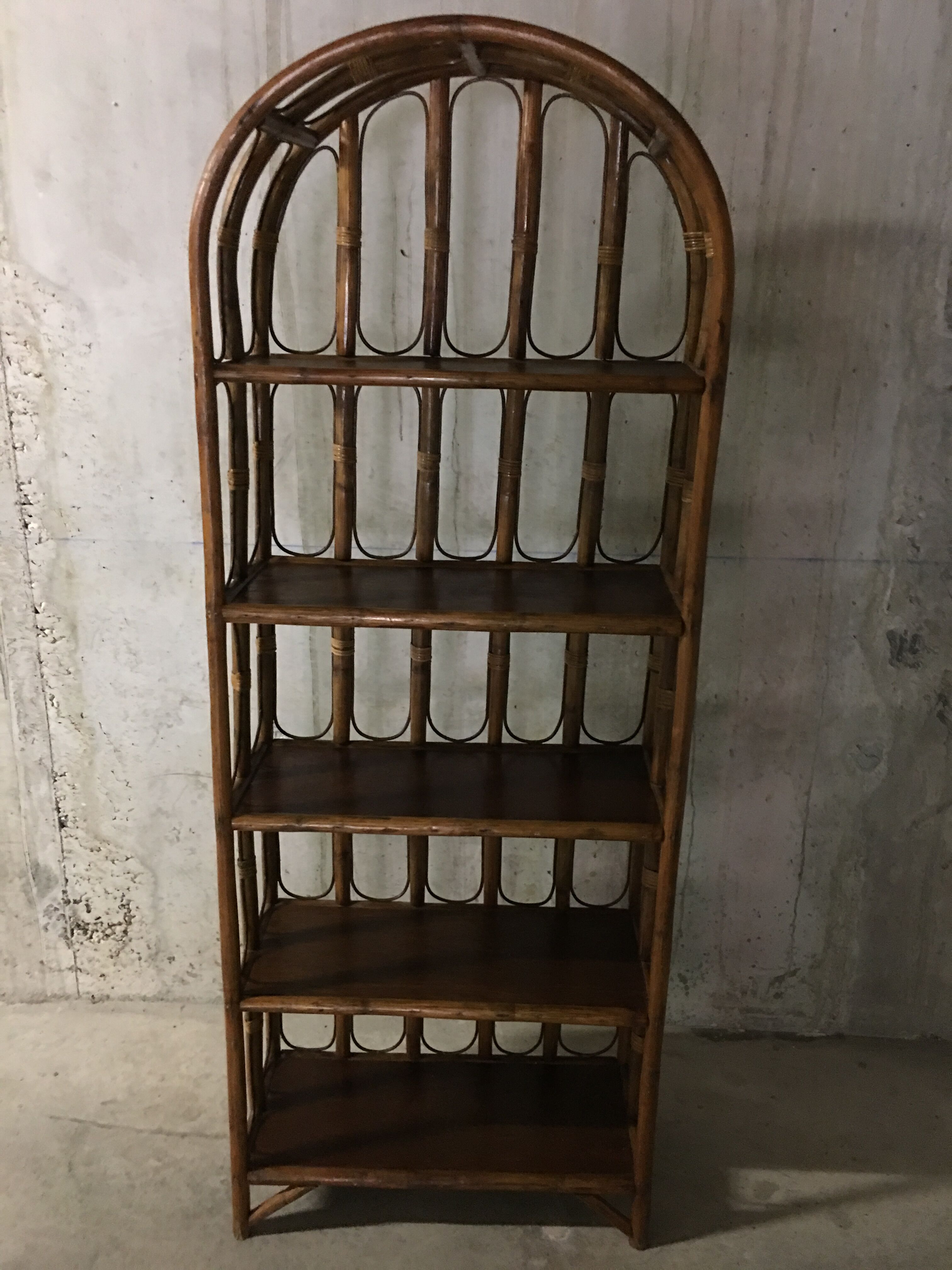Rattan bookcase 70s