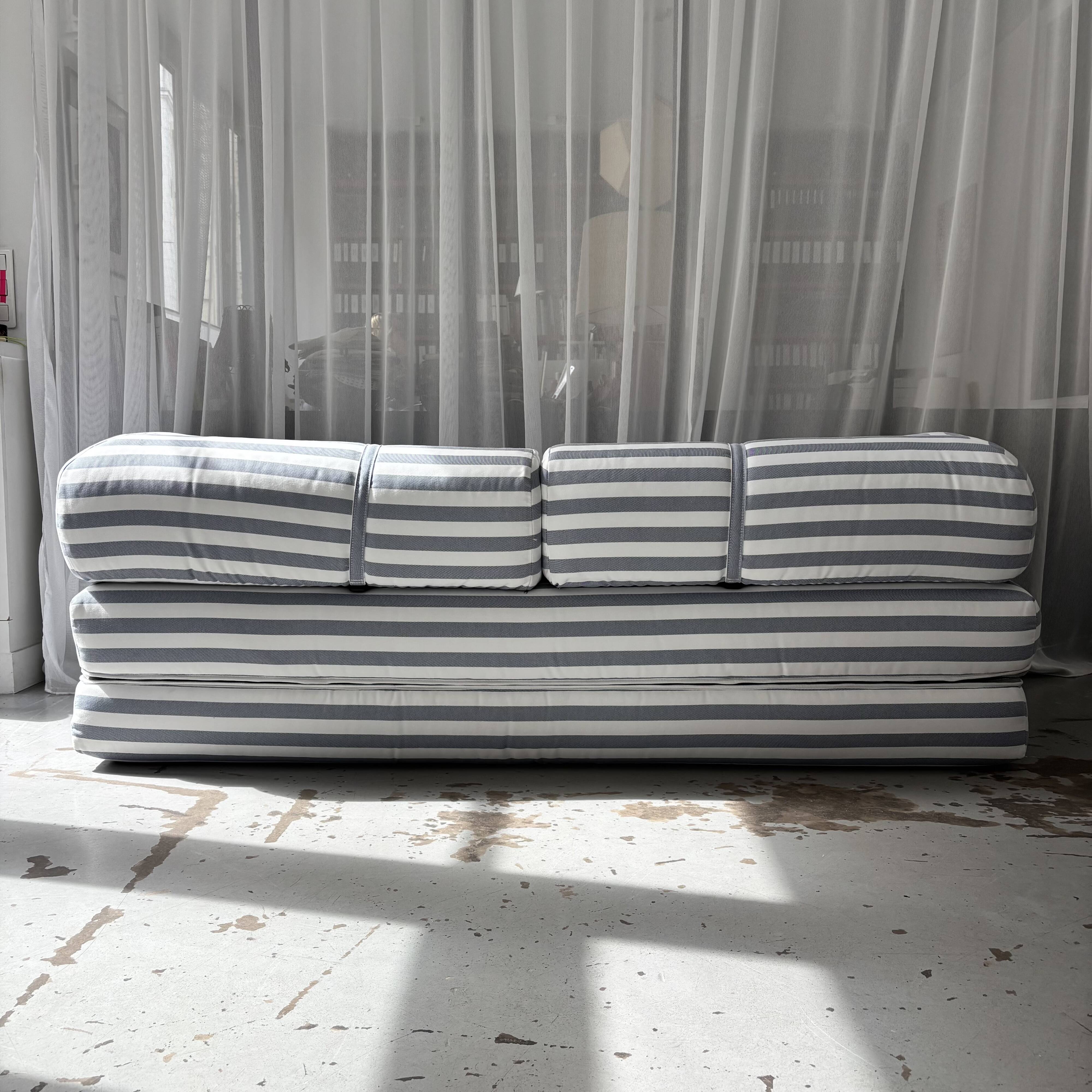 Vintage black and white striped sofa bed