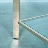 Minimalist coffee table in brass and glass, Regency style from the 1970s.