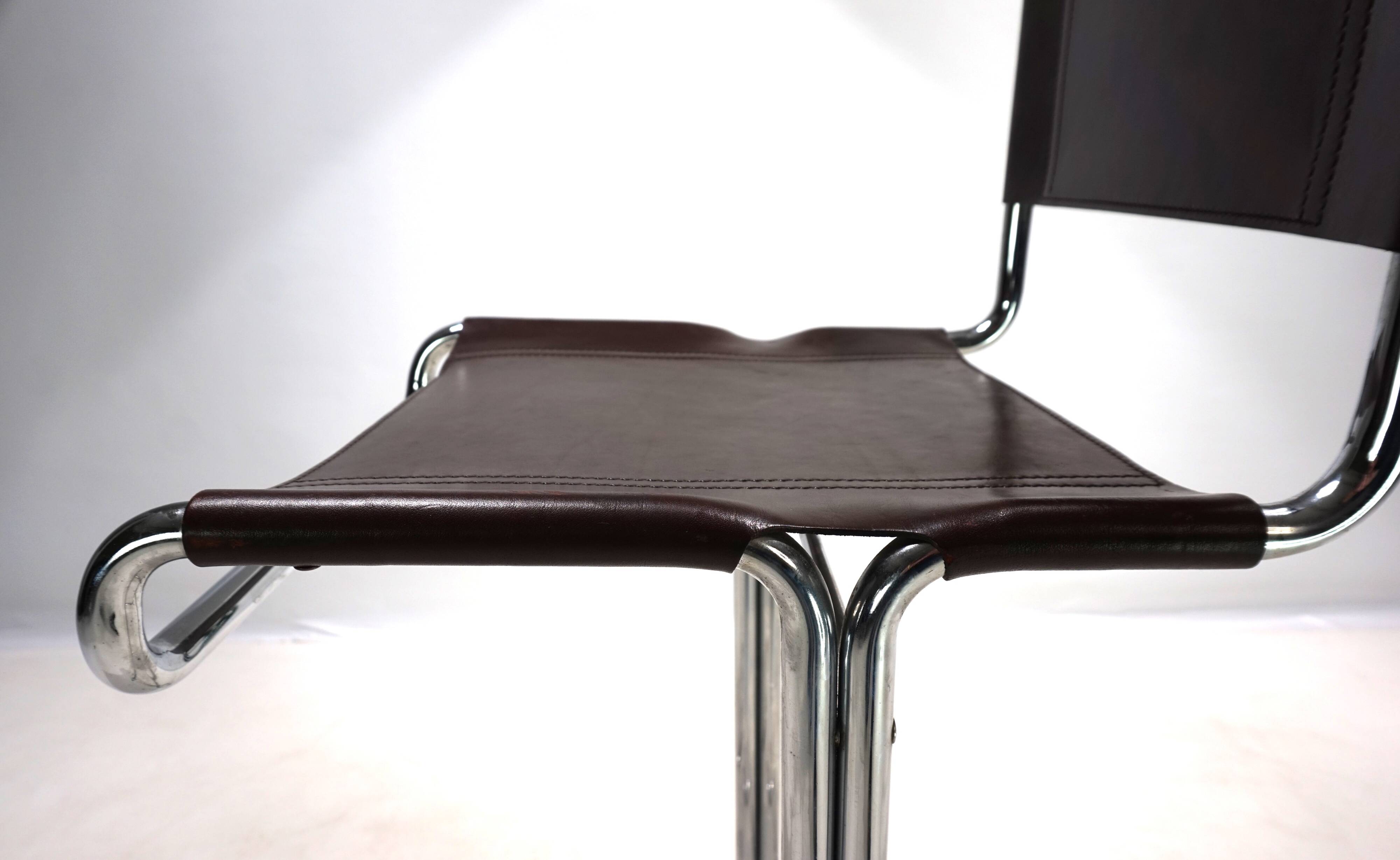 Ensemble de 4 tabourets de bar en acier tubulaire Linea Veam, 1960
