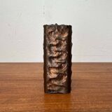 Brutalist metal block vase from the mid-century, 1960s.