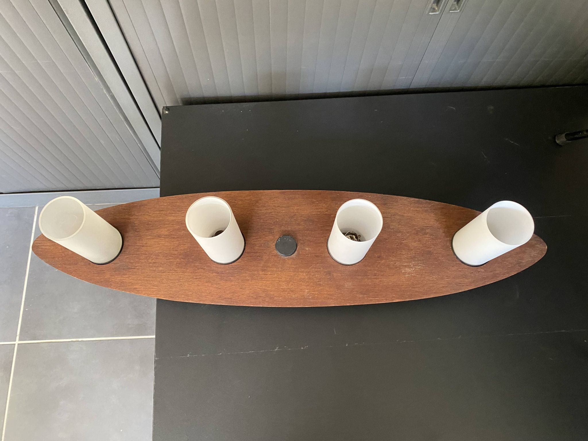 Suspension lamp ceiling light Scandinavian surf teak frosted glass vintage 70s