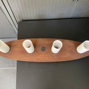 Suspension lamp ceiling light Scandinavian surf teak frosted glass vintage 70s