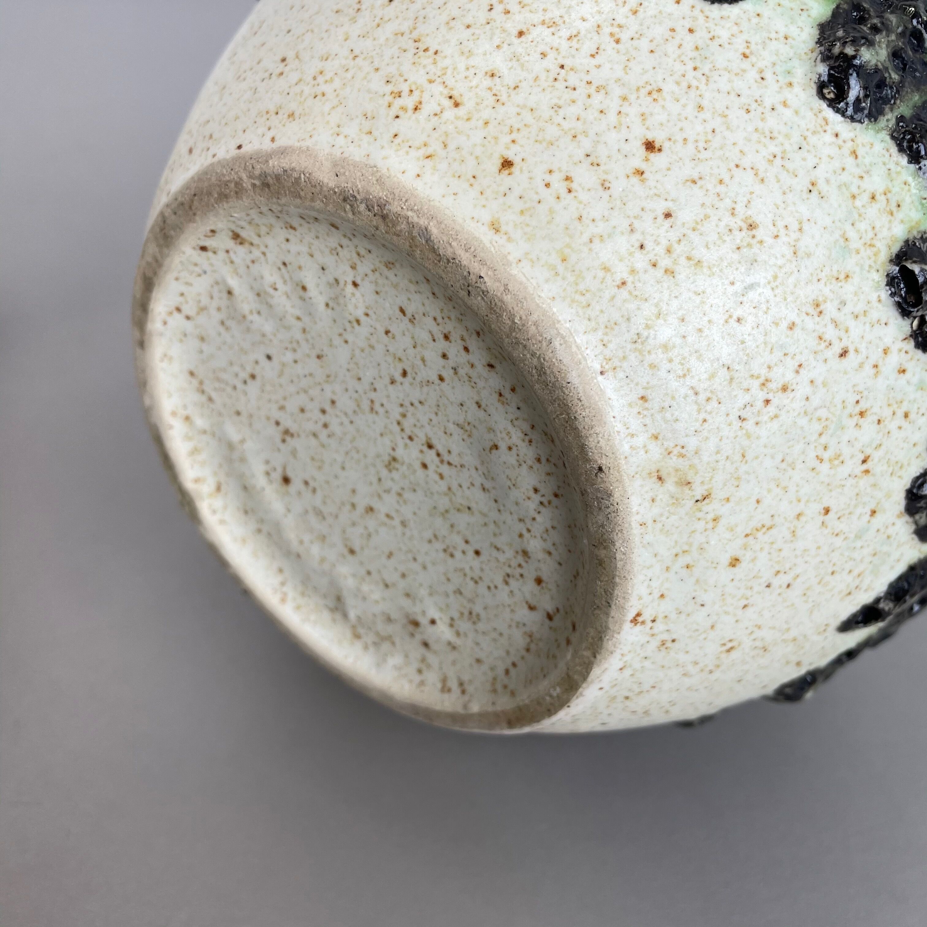 Set of 3 multi-color Fat Lava Op Art pottery vase made Bay Ceramics, Germany