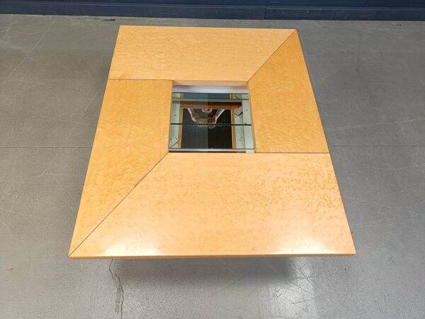 Table basse bar cachée vintage par Paul Michel en bois de frêne, années 1970