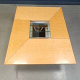 Vintage hidden bar coffee table by Paul michel in ash wood, 1970s