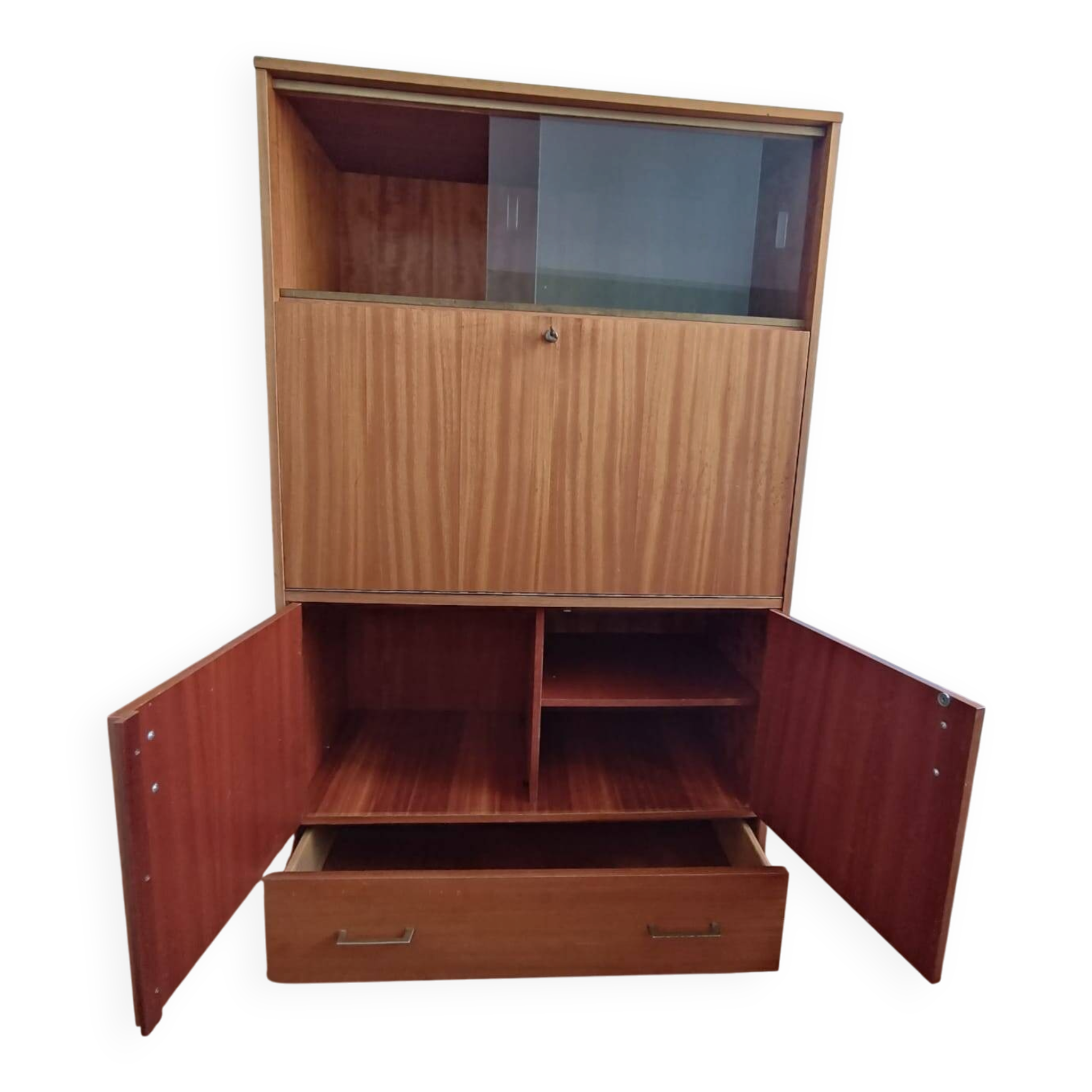 Brissac secretary in satin mahogany – French design from the 1960s.