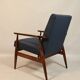 Vintage armchair natural wool blue marin modern design by H.Lis