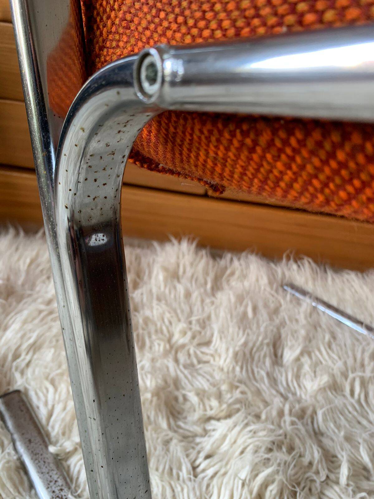 Fauteuil vintage en tweed orangé