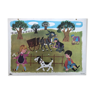 Vintage school poster Nathan 1968 "Le Pré"