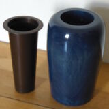 Wooden vase blue duck