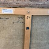 Oil-on-canvas painting The Blacksmith's Workshop 1956 signed by Fomine