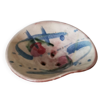 Soap dish or sponge holder vintage handmade in enamelled ceramic