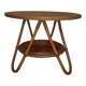 Table basse tripode en bambou dans le goût de Audoux-Minet avec porte-revues, 1950