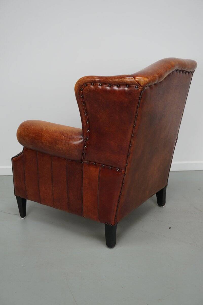 Vintage Dutch club chair in cognac leather, 1970s