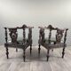 Pair of corner armchairs in carved wood, 19th century
